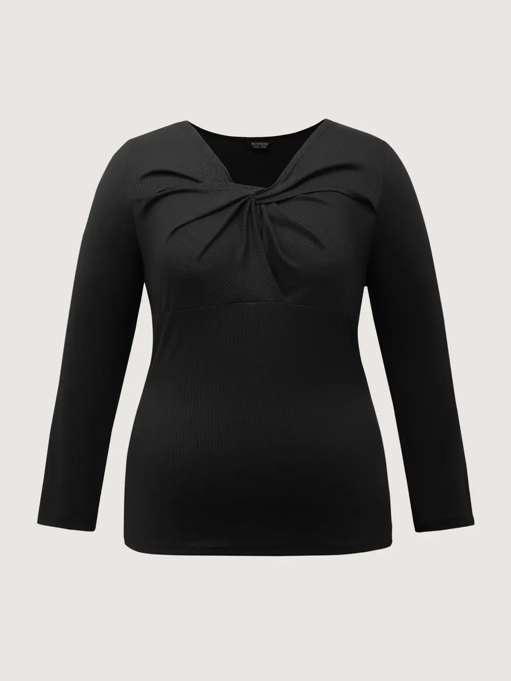 Stretchy Knotted Neckline Cozy Knit Top