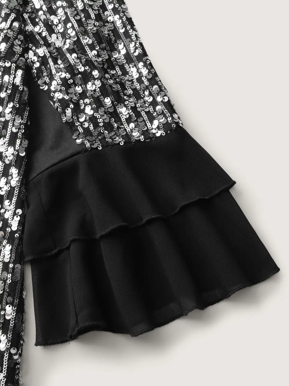 Sequin Layered Ruffled Sleeve Blouse