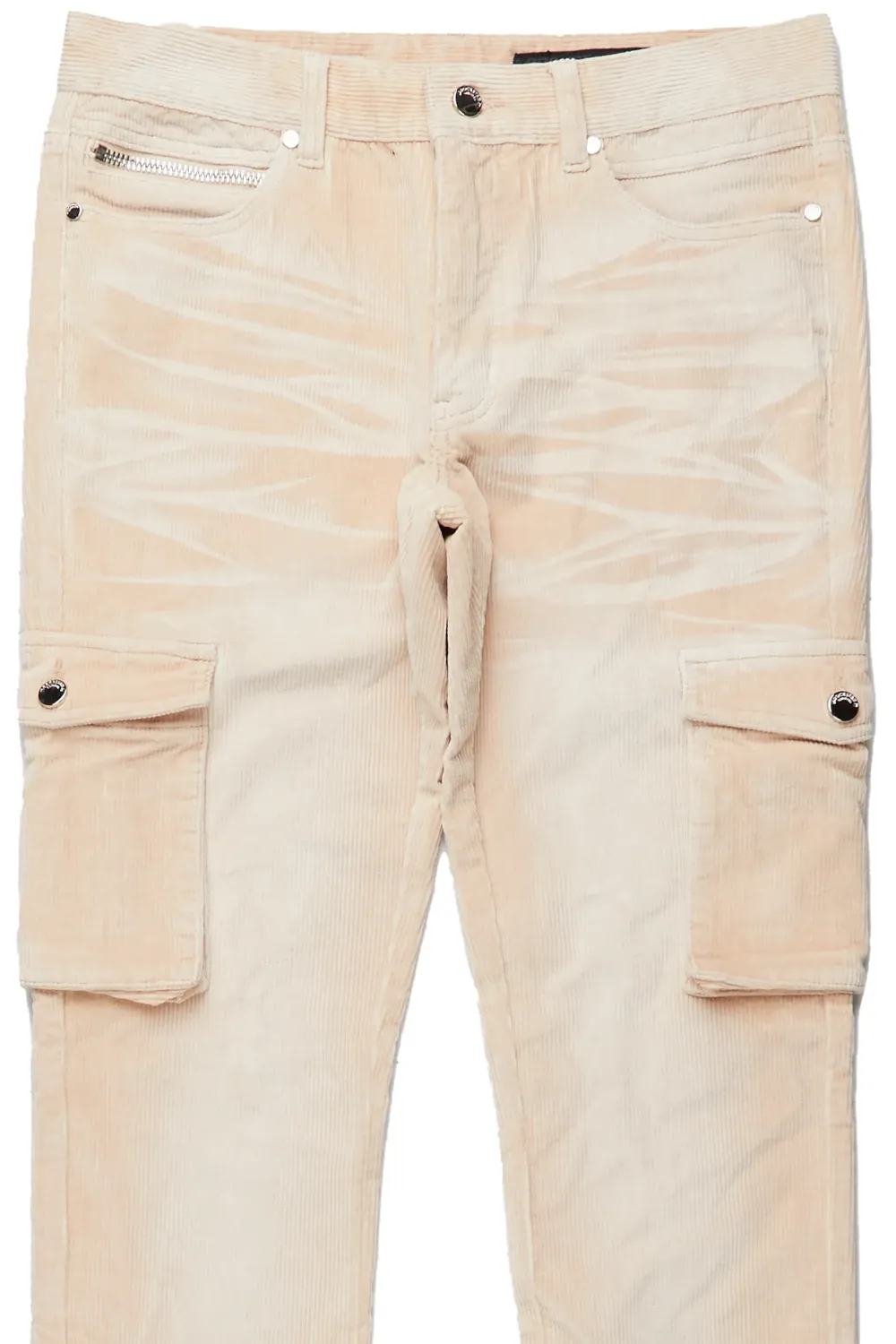 Jaylen Beige Stacked Flare Corduroy Pant