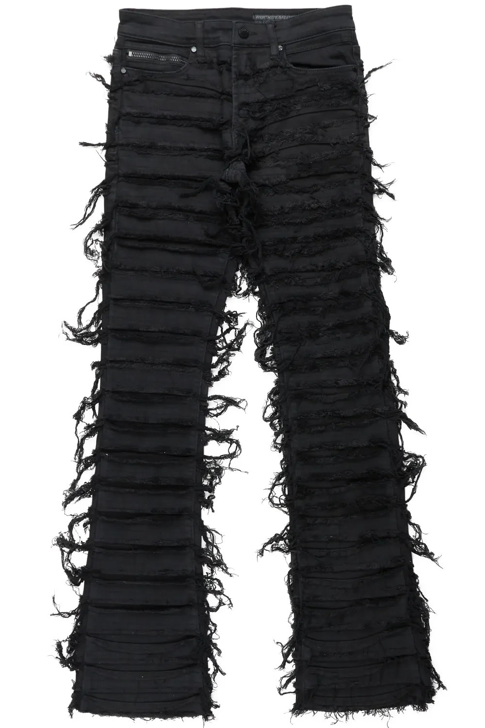 Cassius Black Stacked Flare Jean