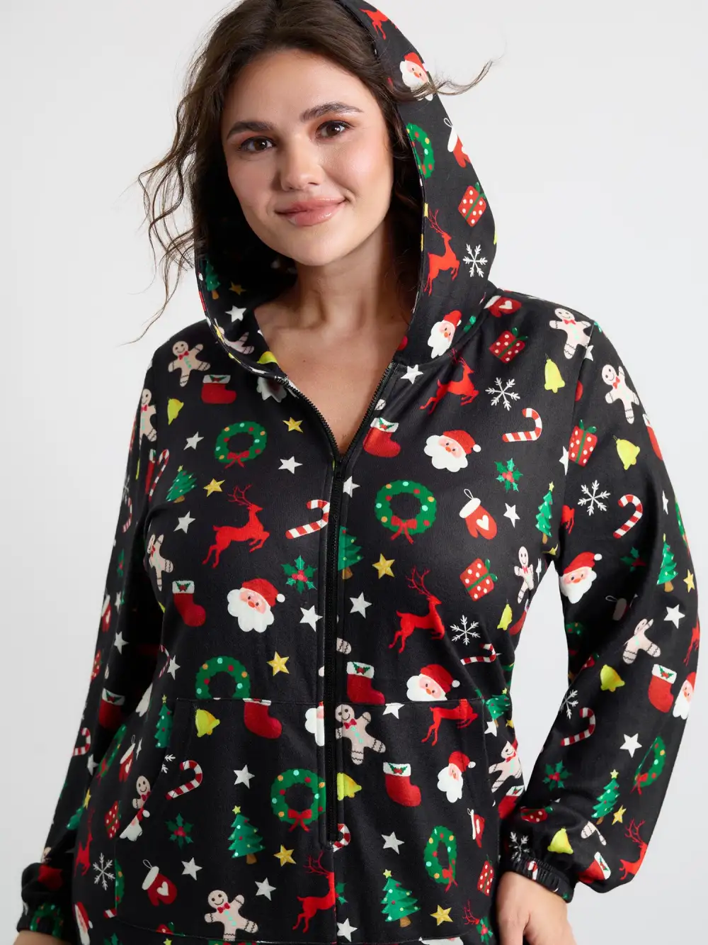 Holiday Spirit Pockets Hooded Sleep Jumpsuit