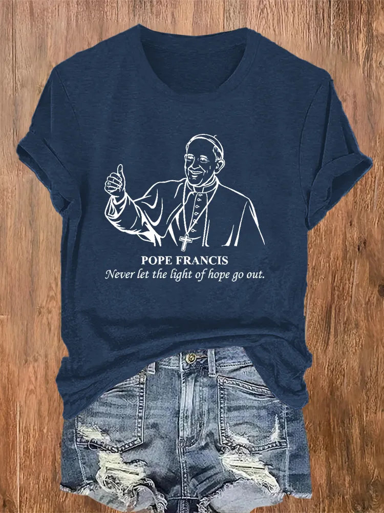 Women's Never Let The Light Of Hope Go Out Print Short Sleeve Round Neck Cotton T-Shirt