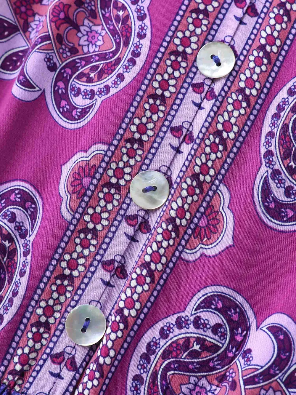 Rayon Floral Print Color Contrast Midi Dress