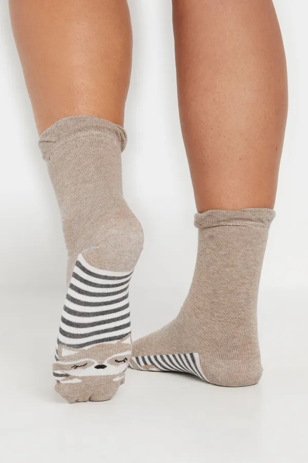 4 PACK Grey & Black Animal Print Footbed Ankle Socks