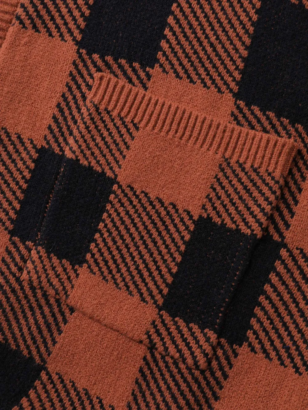 Supersoft Check Pattern Curvy Hem Pockets Cardigan