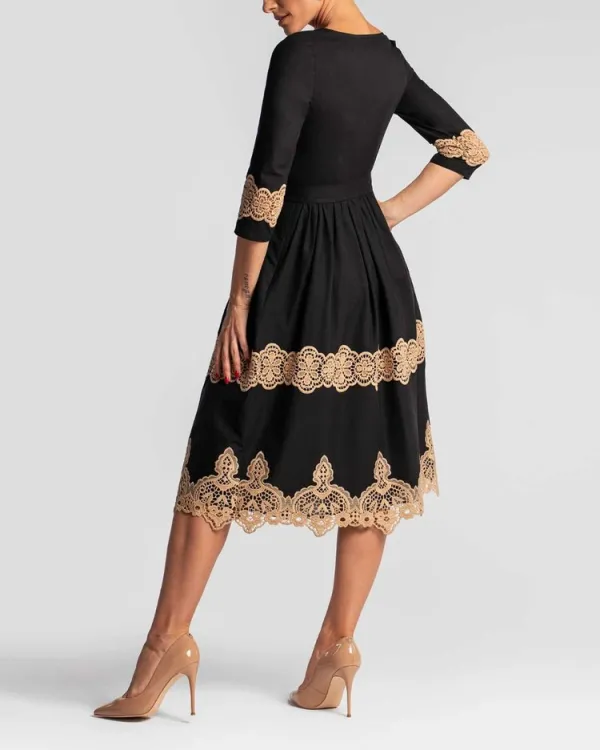 Fashionable and elegant lace patchwork dress