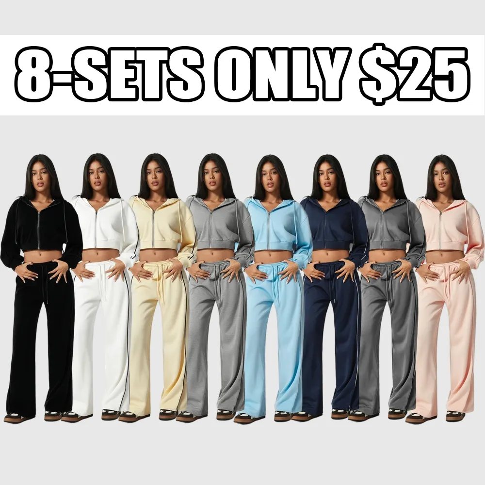 2-Piece Set: Cropped Hoodie & Wide-Leg Pants – Soft, Quick-Dry, with Pockets