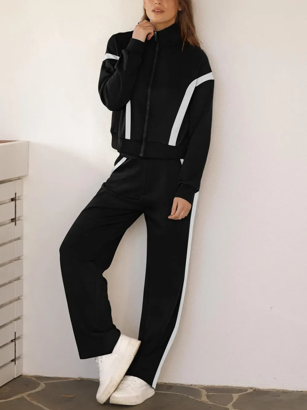 ✨Women Sweatsuit 2 Piece Outfits Sweatshirt Wide Leg Sweatpant Tracksuit