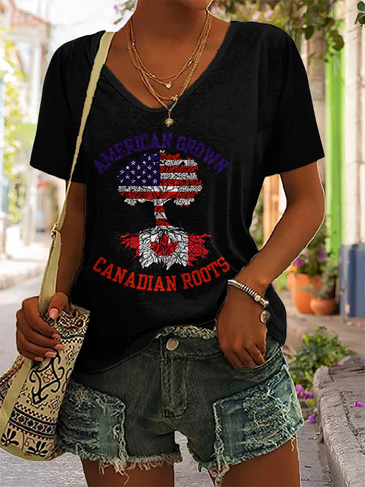 Women'S America Grown Canadian Roots T-Shirt