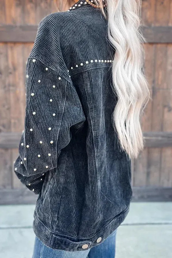 Casual Rivet Decoration Corduroy Jacket