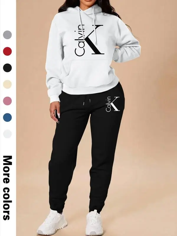 Women's Casual Hooded Sweatshirt Set