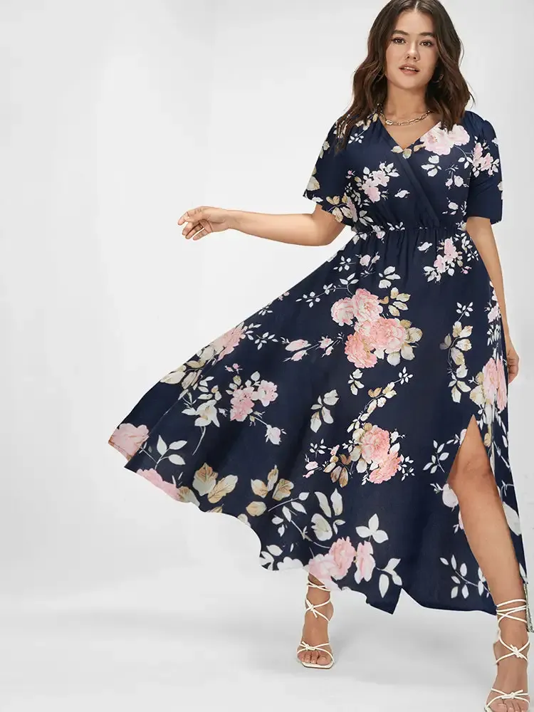 Bloom Dress - Flutter Sleeve Ditsy Floral Pocket Split Maxi Dress
