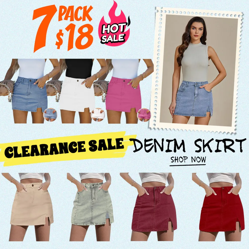 Women’s High Waisted Denim Skort with Side Slit