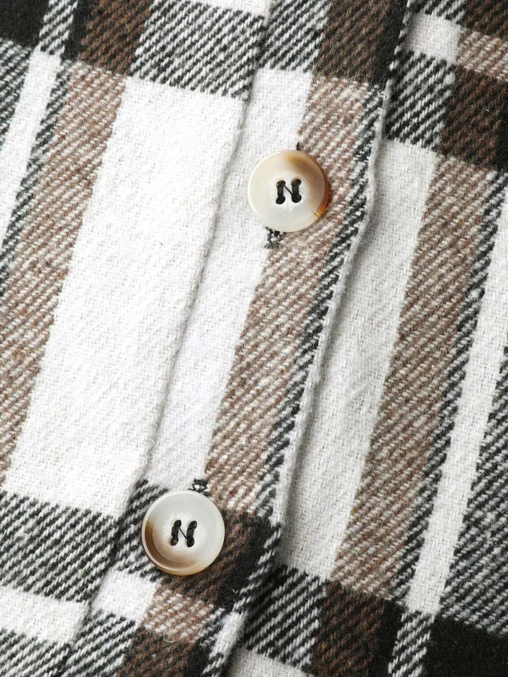 Checkered Half-Open Placket Pockets Hoodie