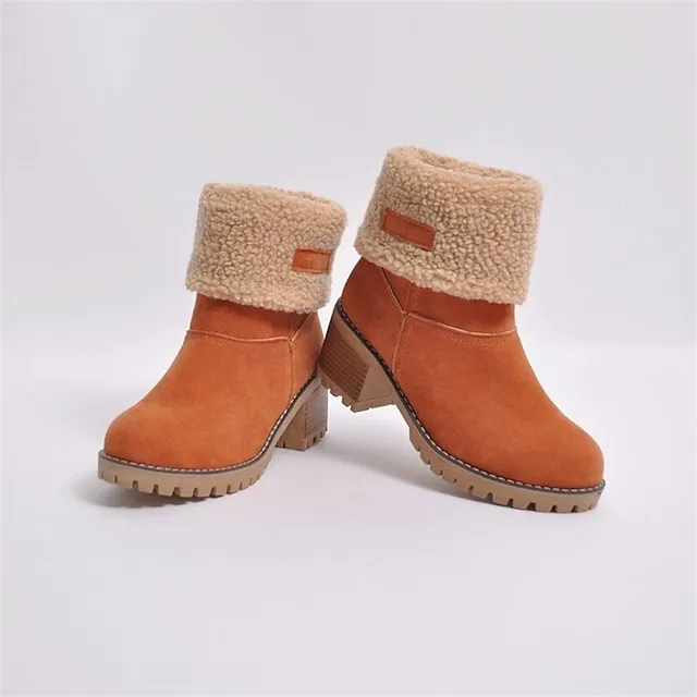 Women's Boots Snow Boots Plus Size Winter Boots Daily Fleece Lined Booties Ankle Boots Winter Pom-pom Chunky Heel Round Toe Fashion Casual Sweet Suede Faux Fur Loafer Solid Colored Black Red Orange