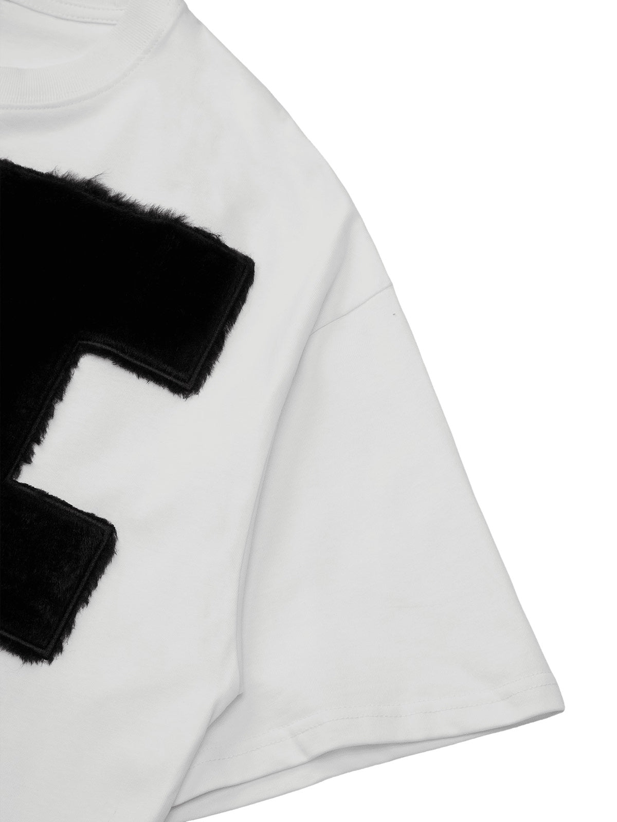 Suede Embroidered Letters Street Rap T-shirt - 2047
