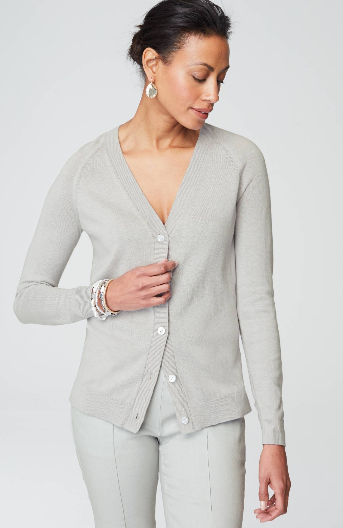 organically grown cotton v-neck cardi