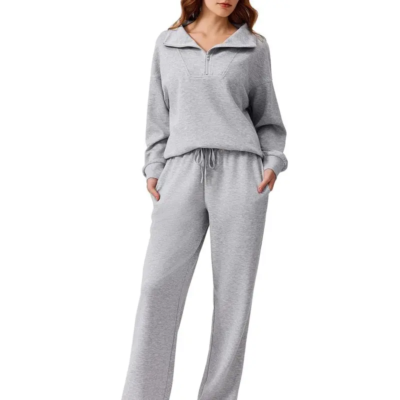 Women’s 2-Piece Sweatsuit – Half-Zip Pullover & Joggers
