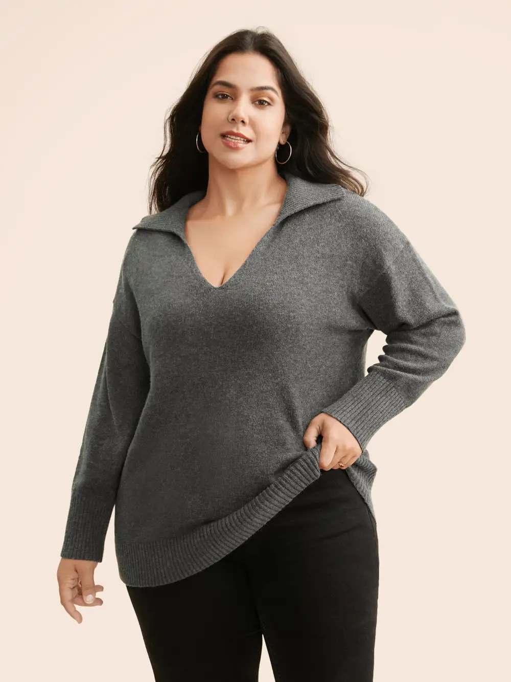 Supersoft Essentials Lapel Collar Wool Pullover