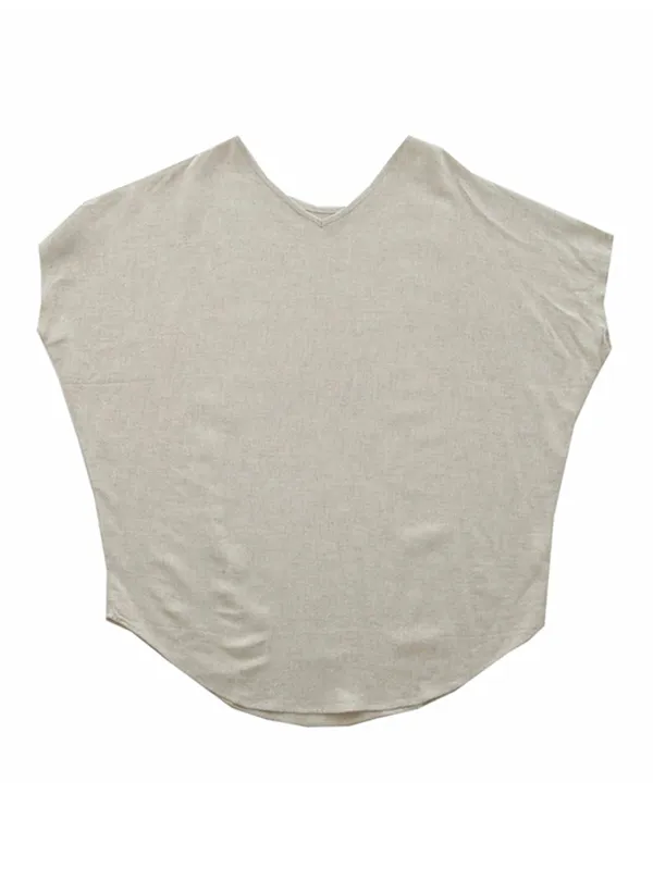 Casual Solid Loose Batwing Sleeves T-Shirt