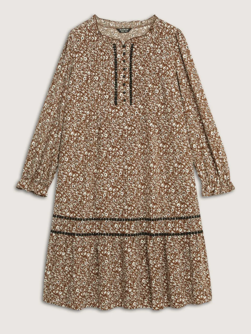 Toothpick Pleat Contrast Placket Midi Dress