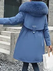 Women's Winter Coat Sherpa Jacket Comfortable Breathable Pocket Fashion Casual Plain Vacation Street Casual Daily Wear Zipper Long Hooded Regular Fit Long Sleeve Outerwear Black Red Blue Spring Fall