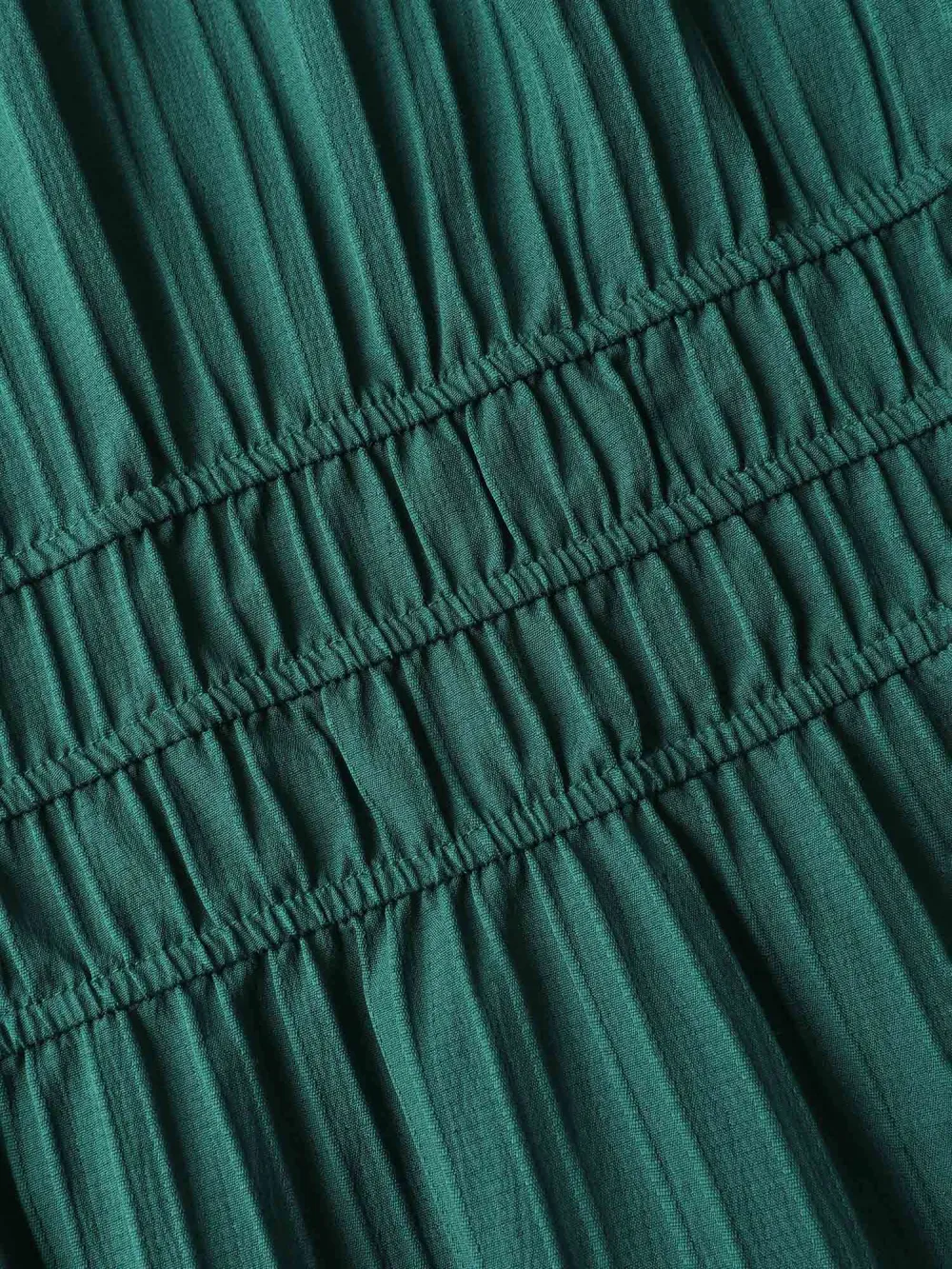 Textured Shirred Cinched Waist Midi Dress