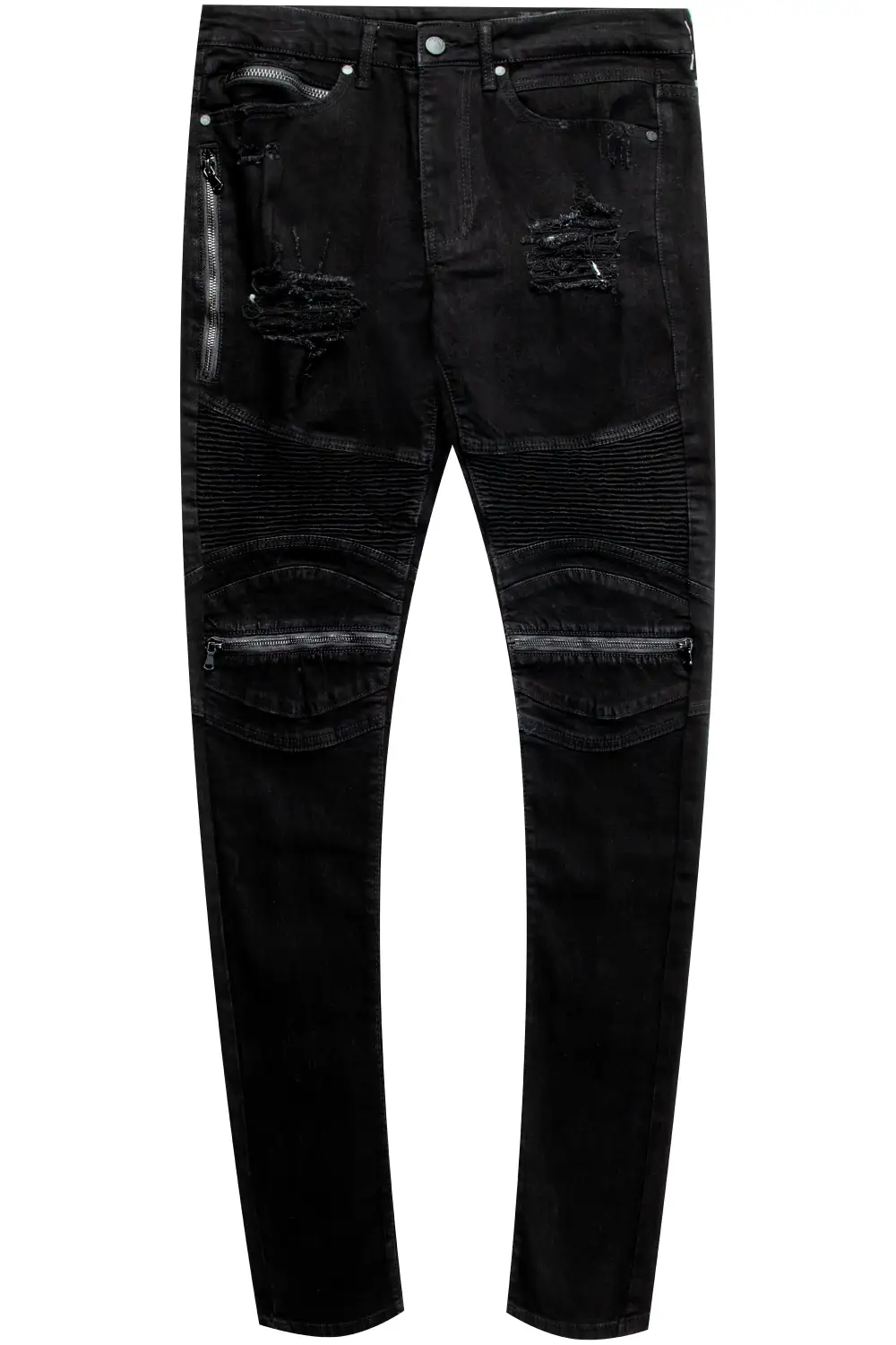 Bk Signature Biker / Zipper Knee Jean- Black