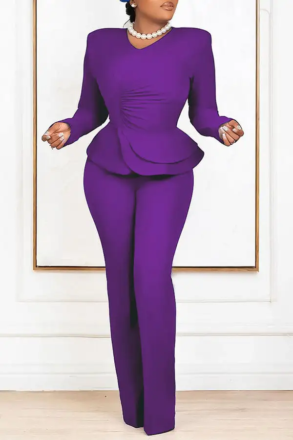  Glamorous Layered Peplum Pant Suit
