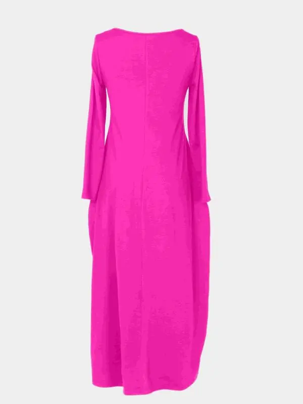 Women's Solid Color Pocket Lounge Dress, Casual Comfy Long Sleeve Dress for Daily Wear, Ladies Sleepwear Loungewear for All Seasons