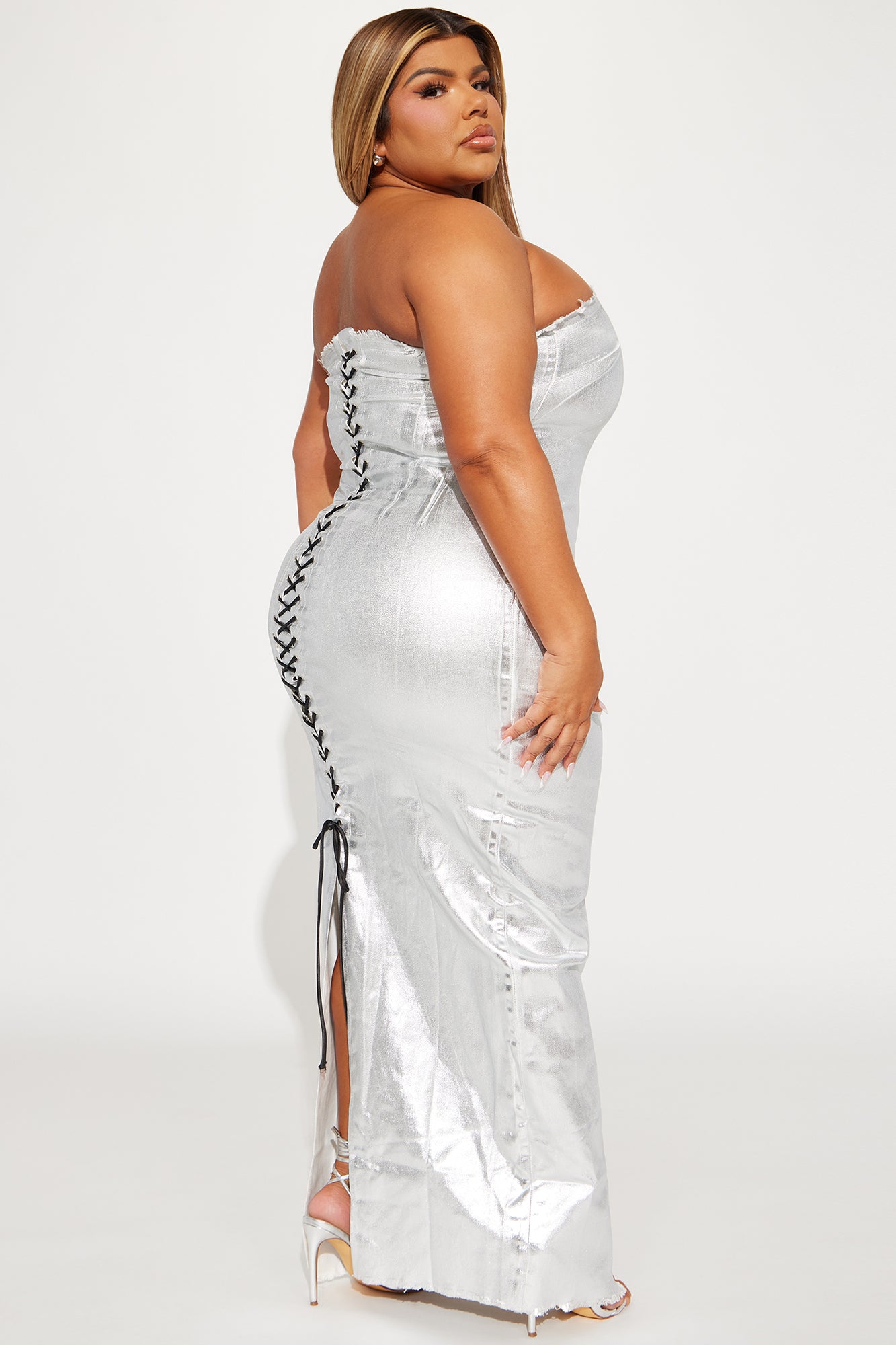Aubrey Metallic Maxi Dress - Silver