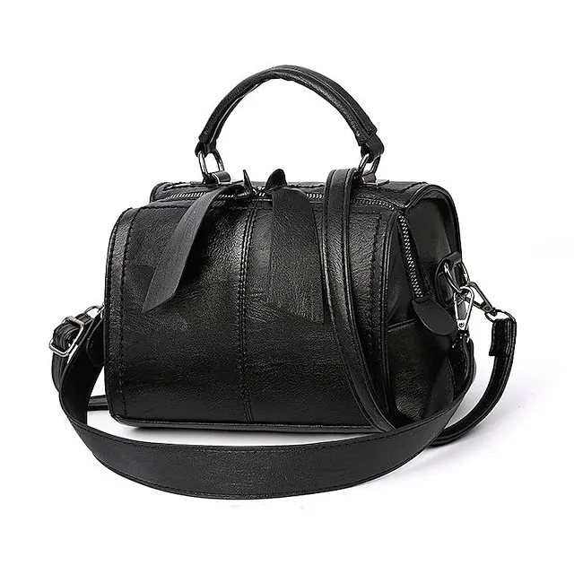 Women's Handbag Crossbody Bag Shoulder Bag PU Leather Office Daily Large Capacity Solid Color Black Yellow Wine
