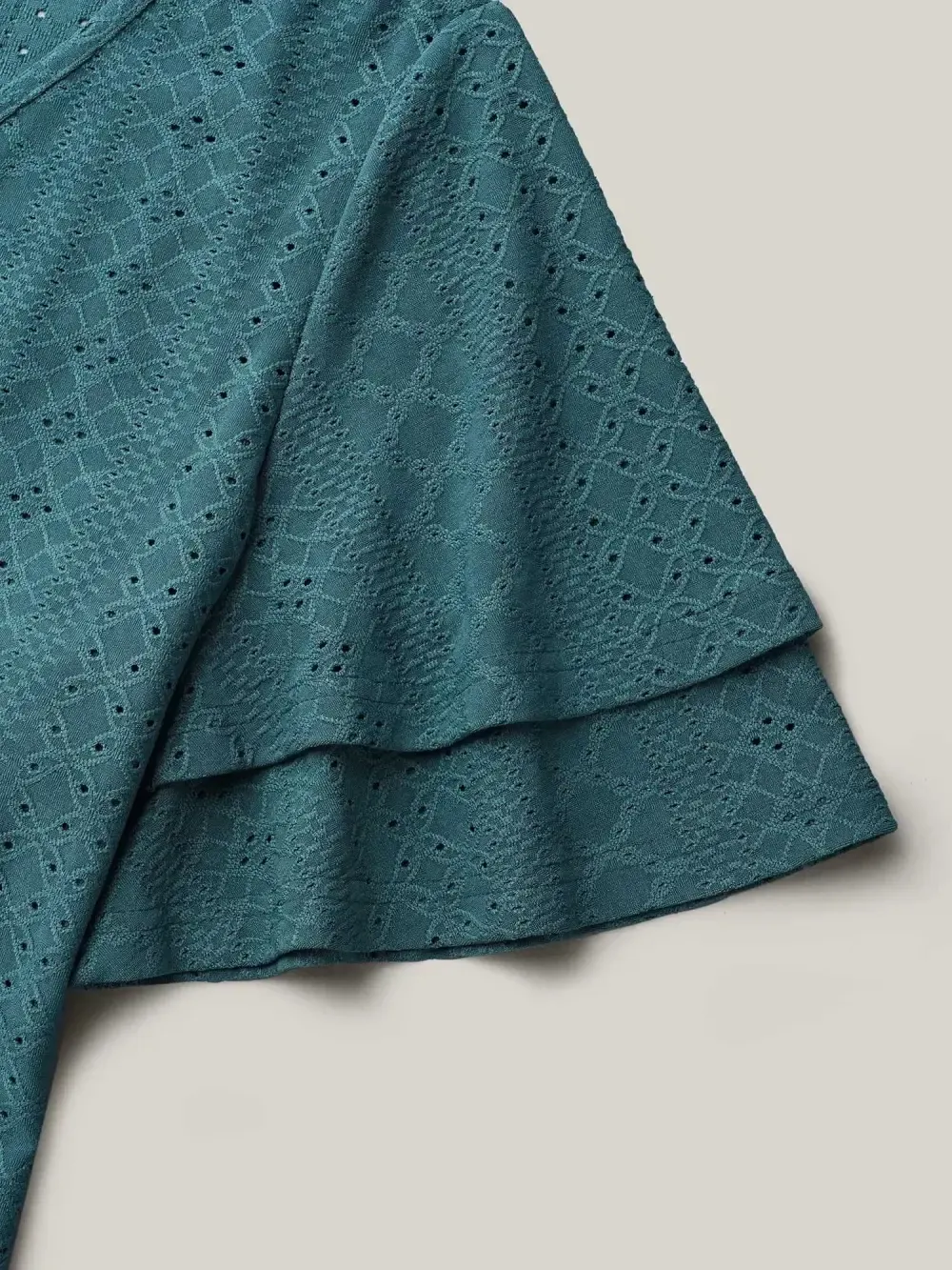 Jacquard Textured Lotus Leaf Sleeve Top