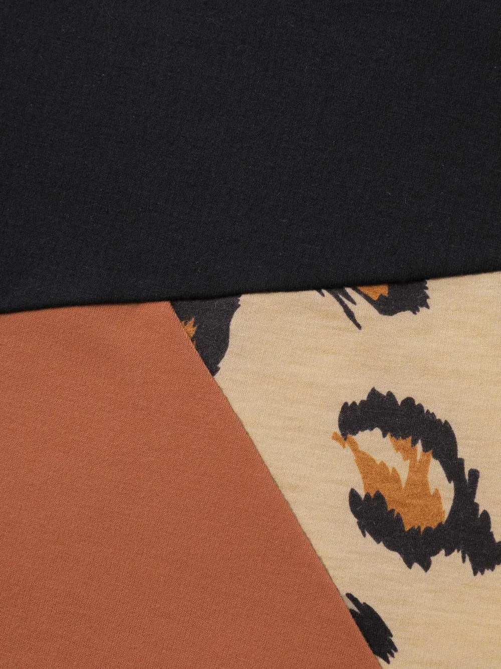 Leopard Print Colorblock One-Shoulder Sweatshirt