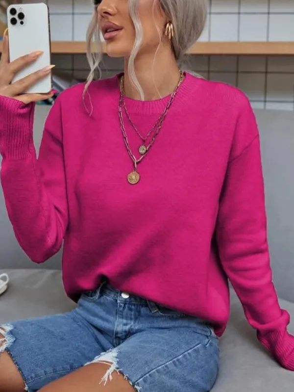 Solid Drop Shoulder Sweater