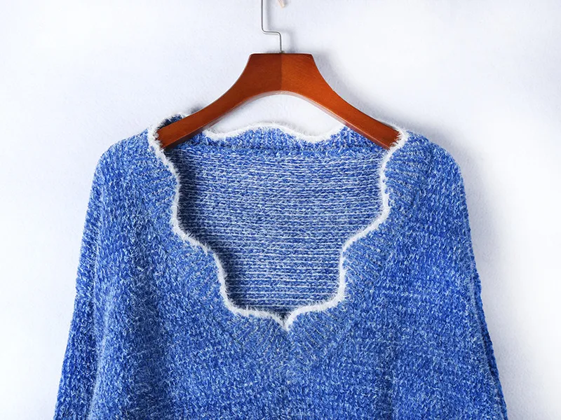 Wave Edge V-Neck Casual Sweater