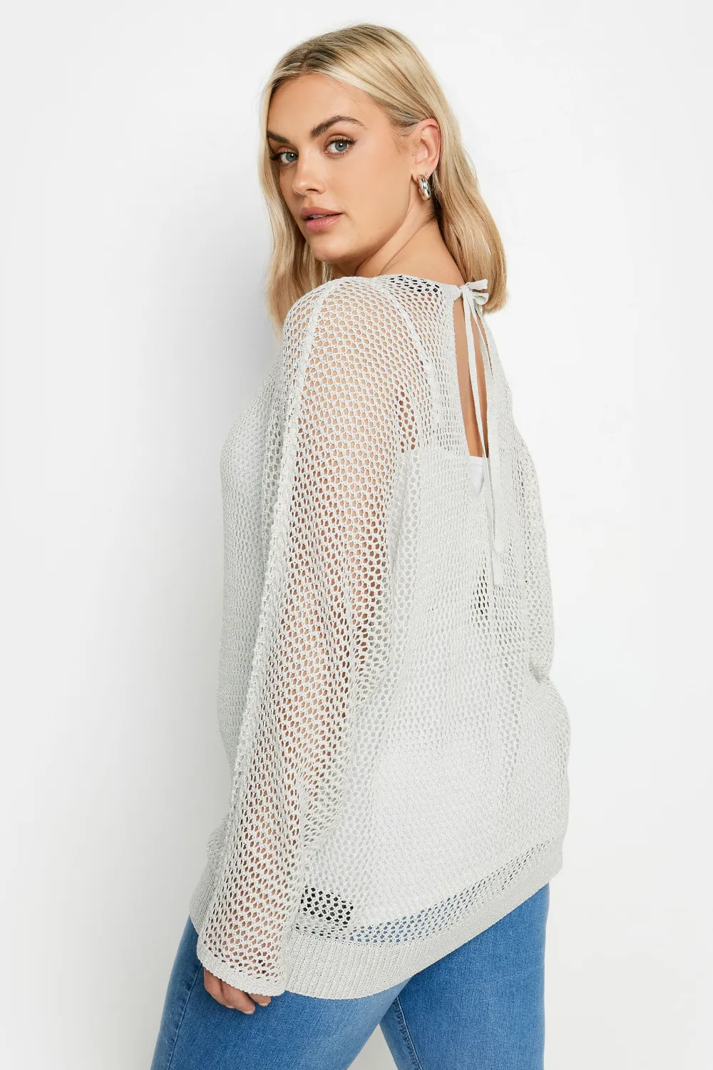 YOURS Curve Black Metallic Crochet Jumper
