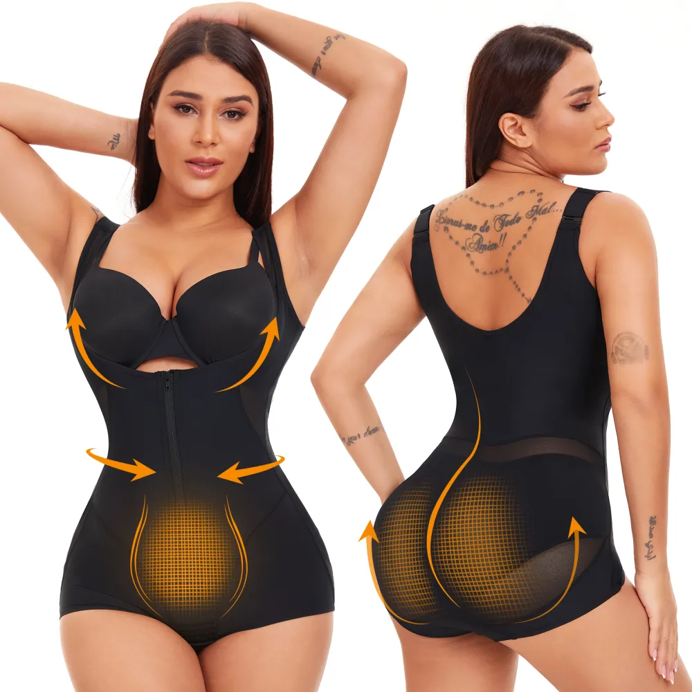 Single Row Zipper Simple One Piece Shapewear