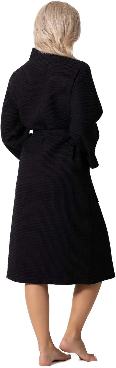 Turkish Linen Waffle Knit Lightweight Kimono Spa & Bath Robes for Women - Quick Dry - Soft