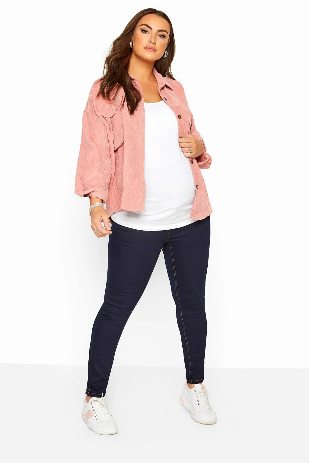 BUMP IT UP MATERNITY Curve Indigo Blue Stretch Skinny Jeans With Comfort Panel