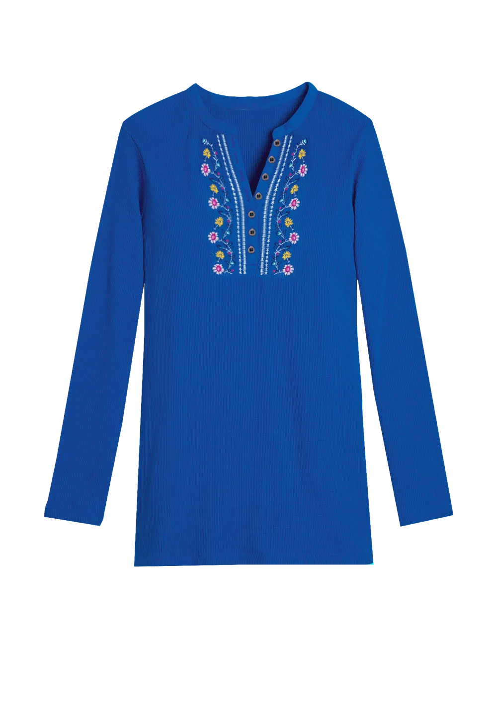 Embroidered Thermal Henley Tee