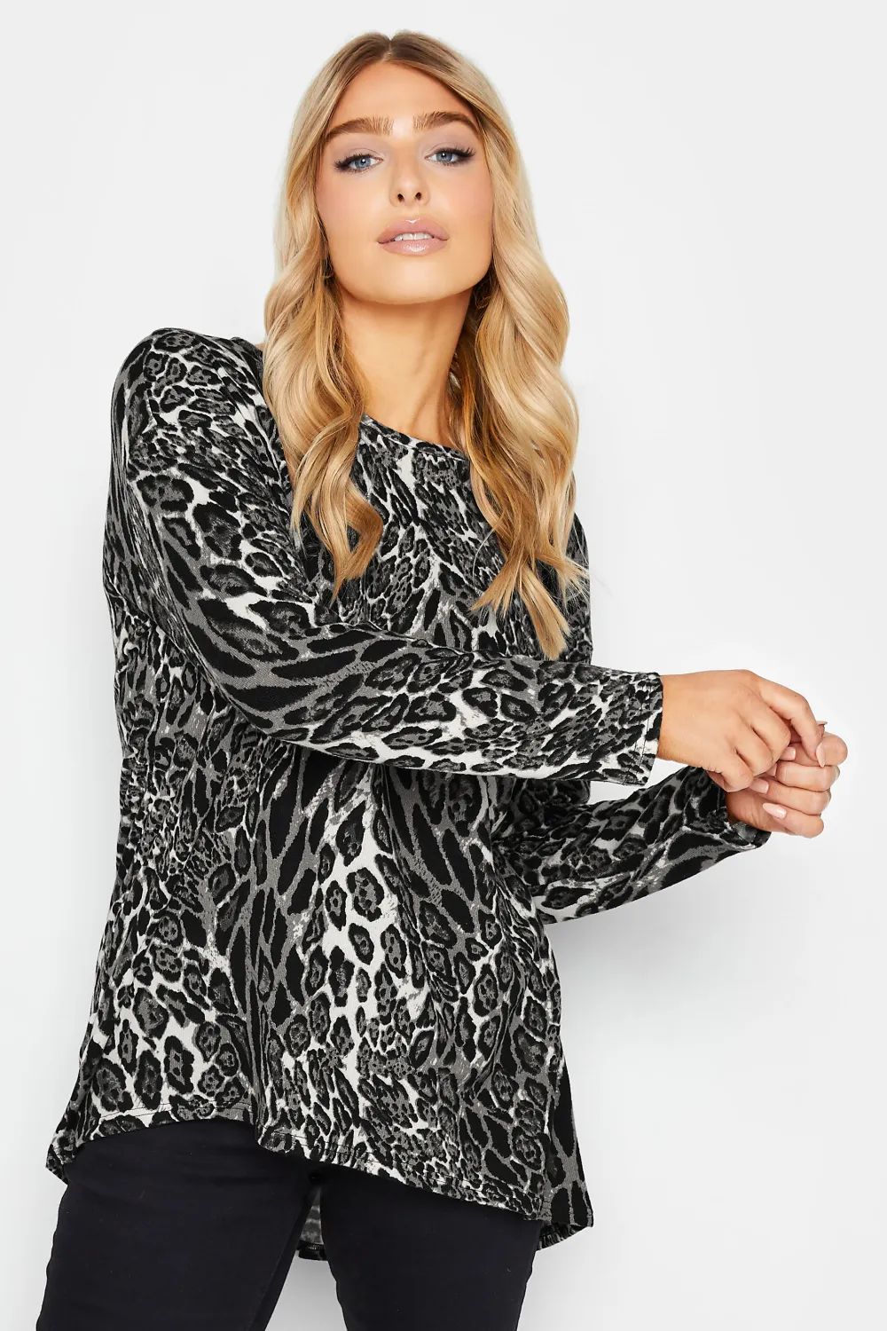 M&Co Grey Soft Touch Leopard Print Jumper