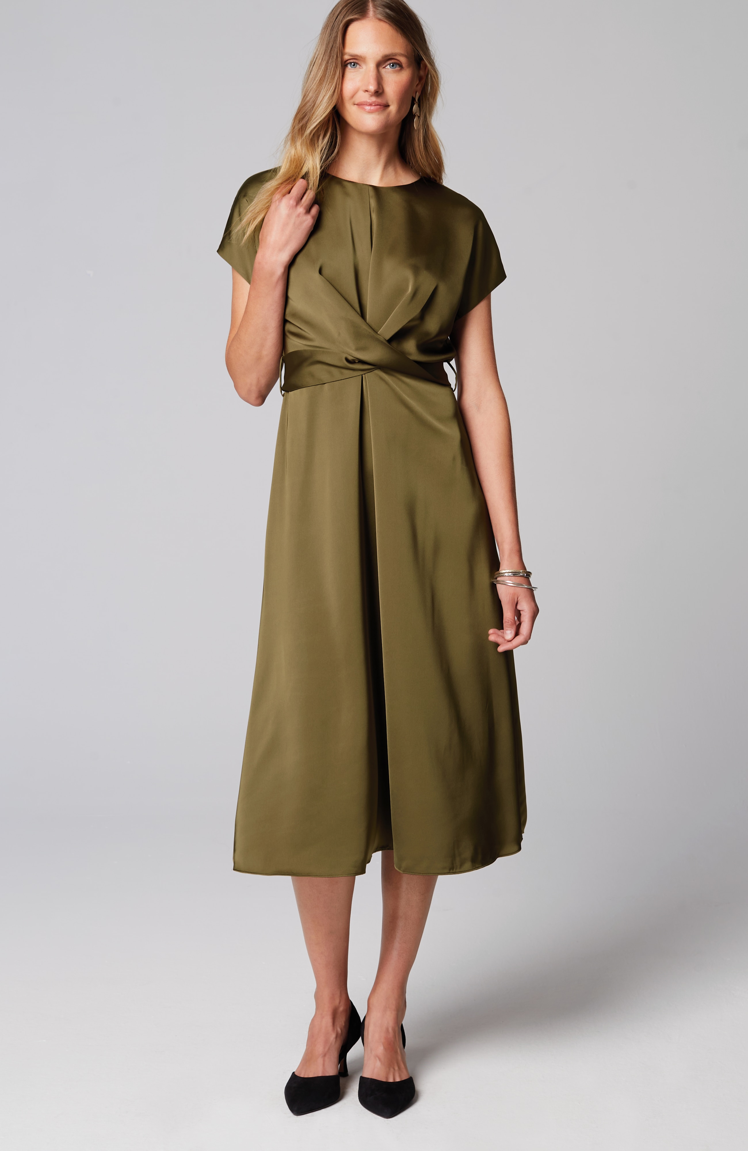 Wearever Satin Wrap-Waist Dress