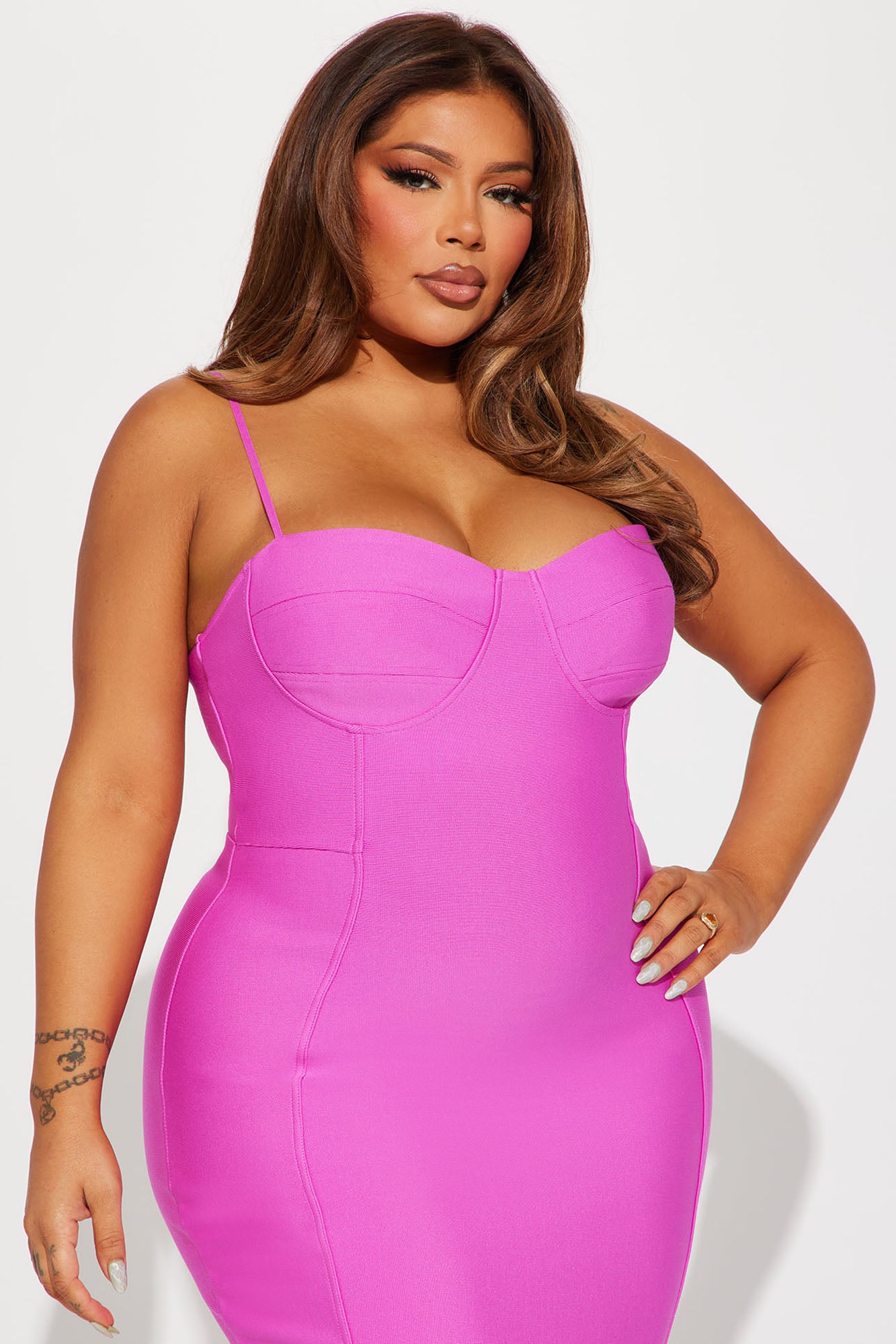 Becky Bandage Midi Dress - Magenta