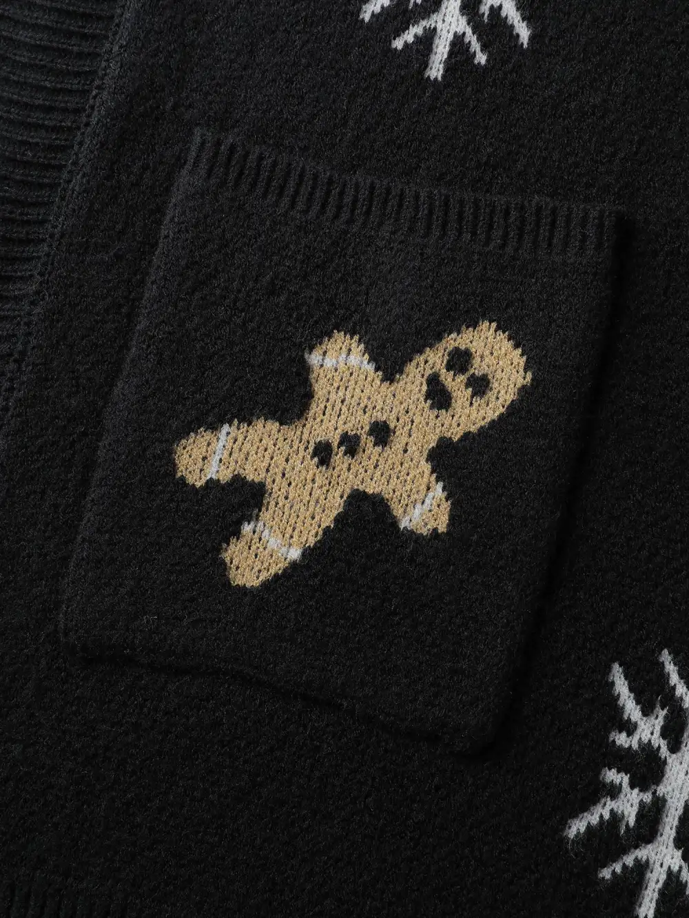Gingerbread Holiday Jacquard Pockets Cardigan