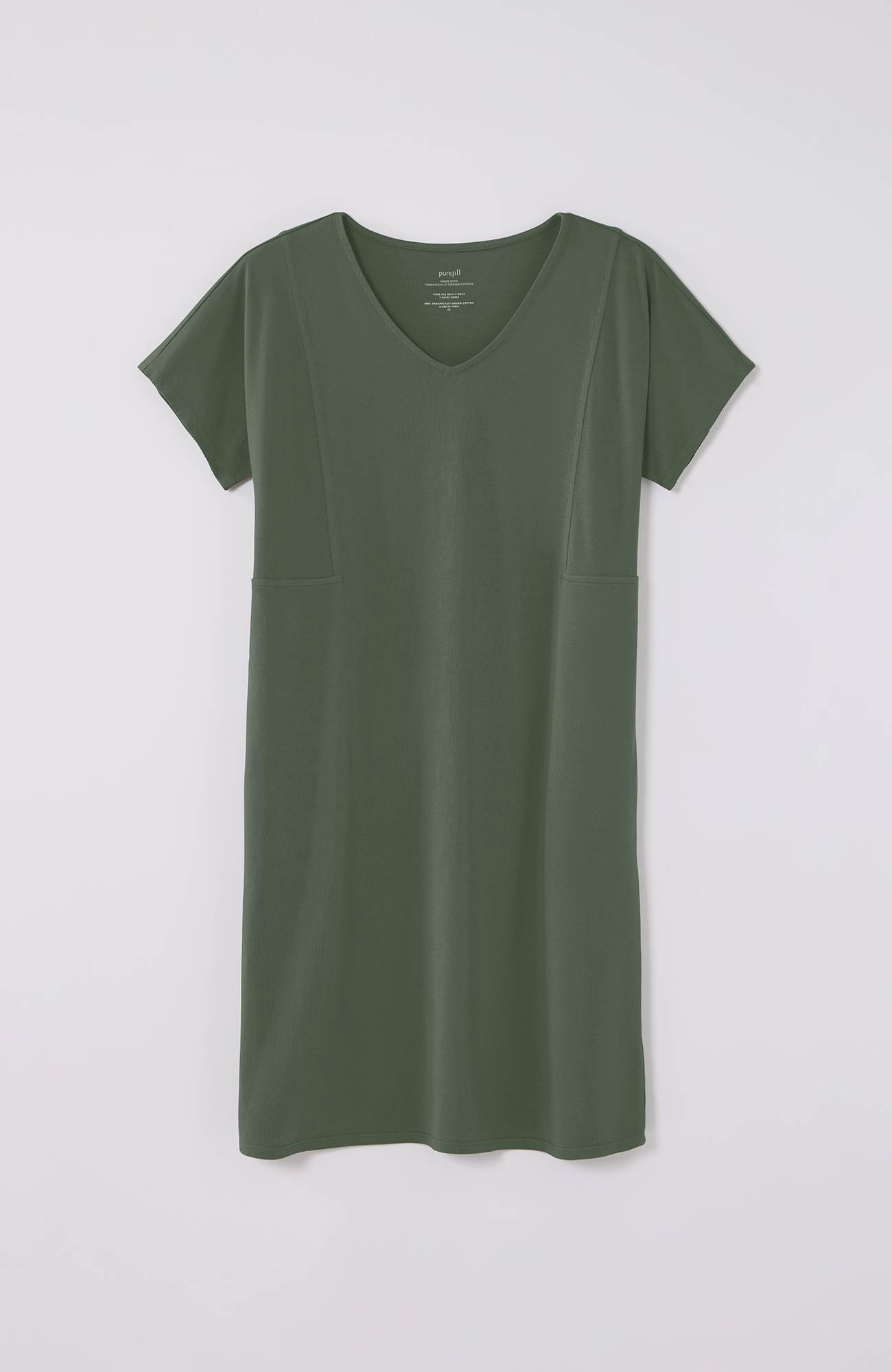 pure jill soft-v-neck t-shirt dress