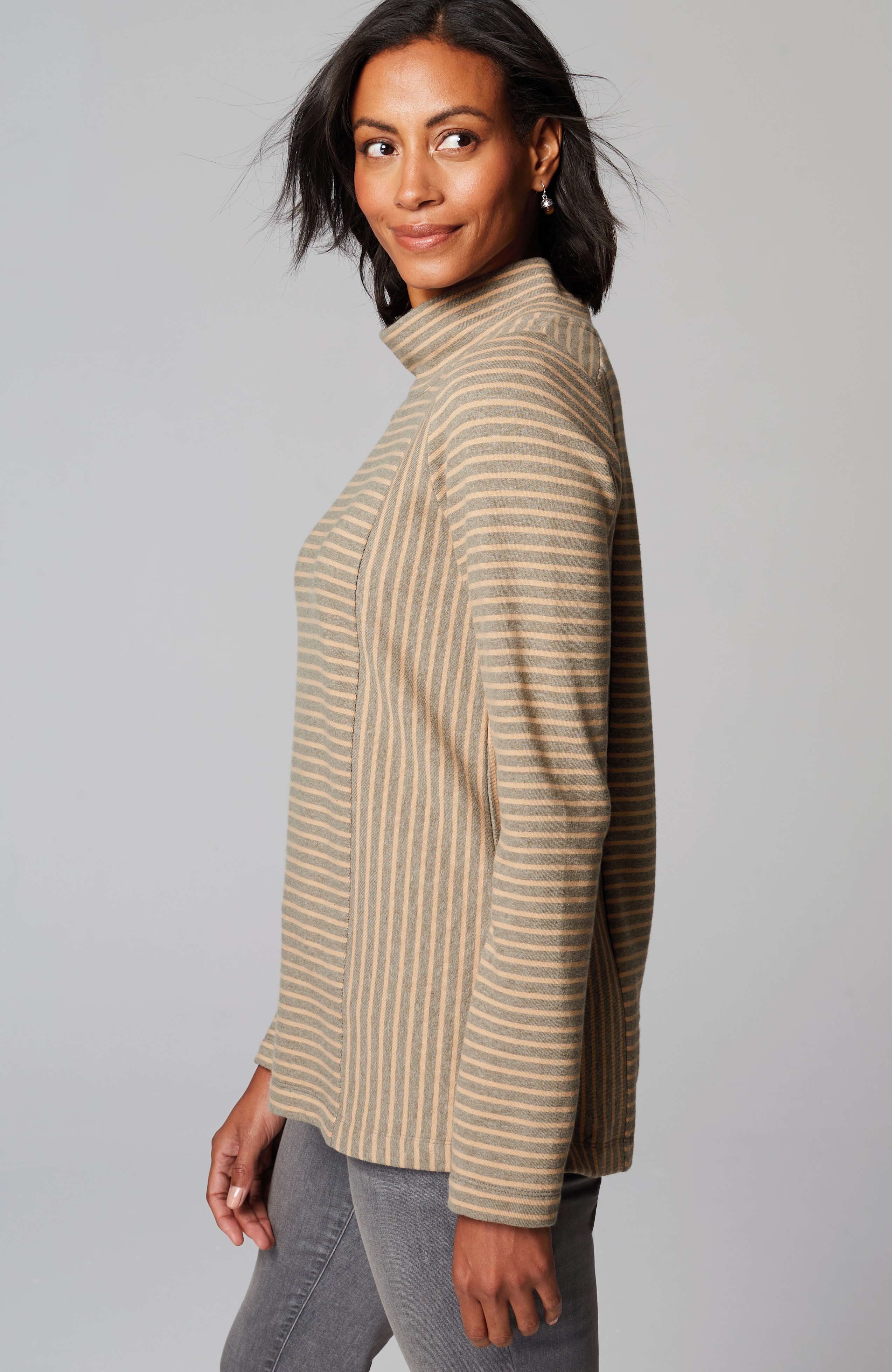 Seamed Mock-Neck Top