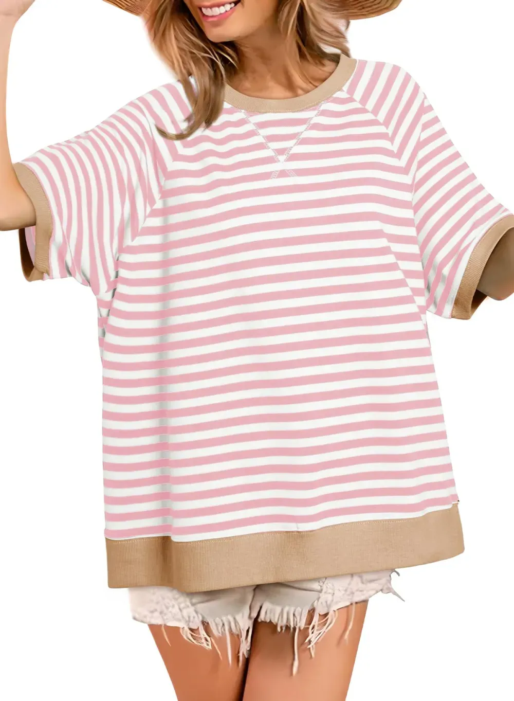 ✨Women's Oversized Striped Color Block Casual T-Shirt