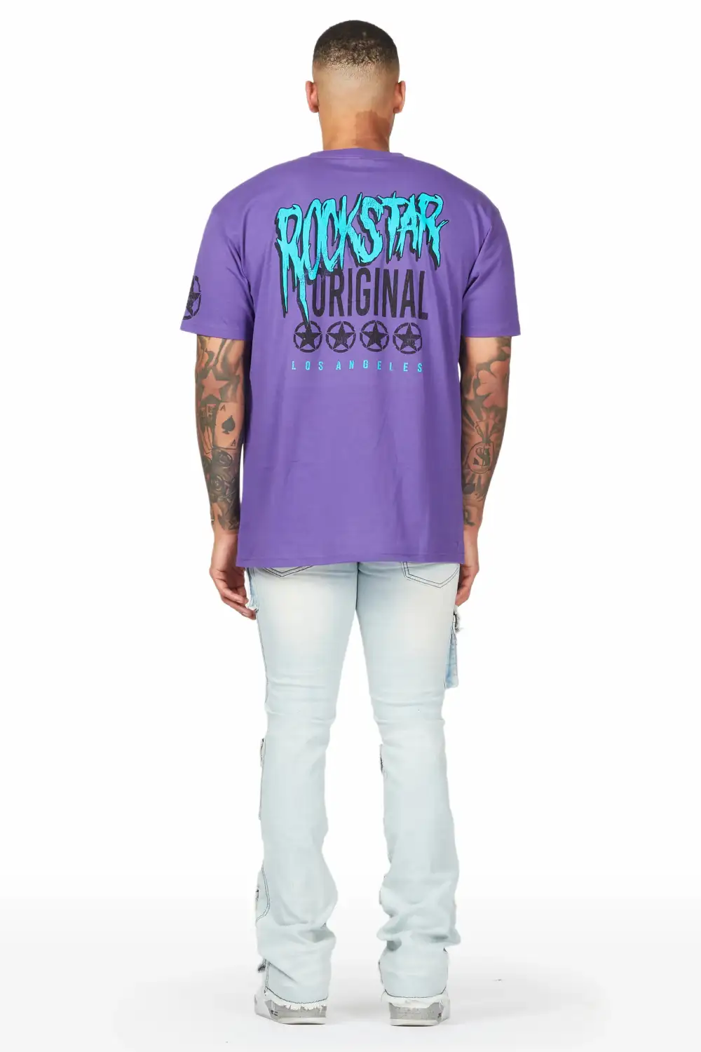 Zander Blue Stacked Flare Cargo Jean