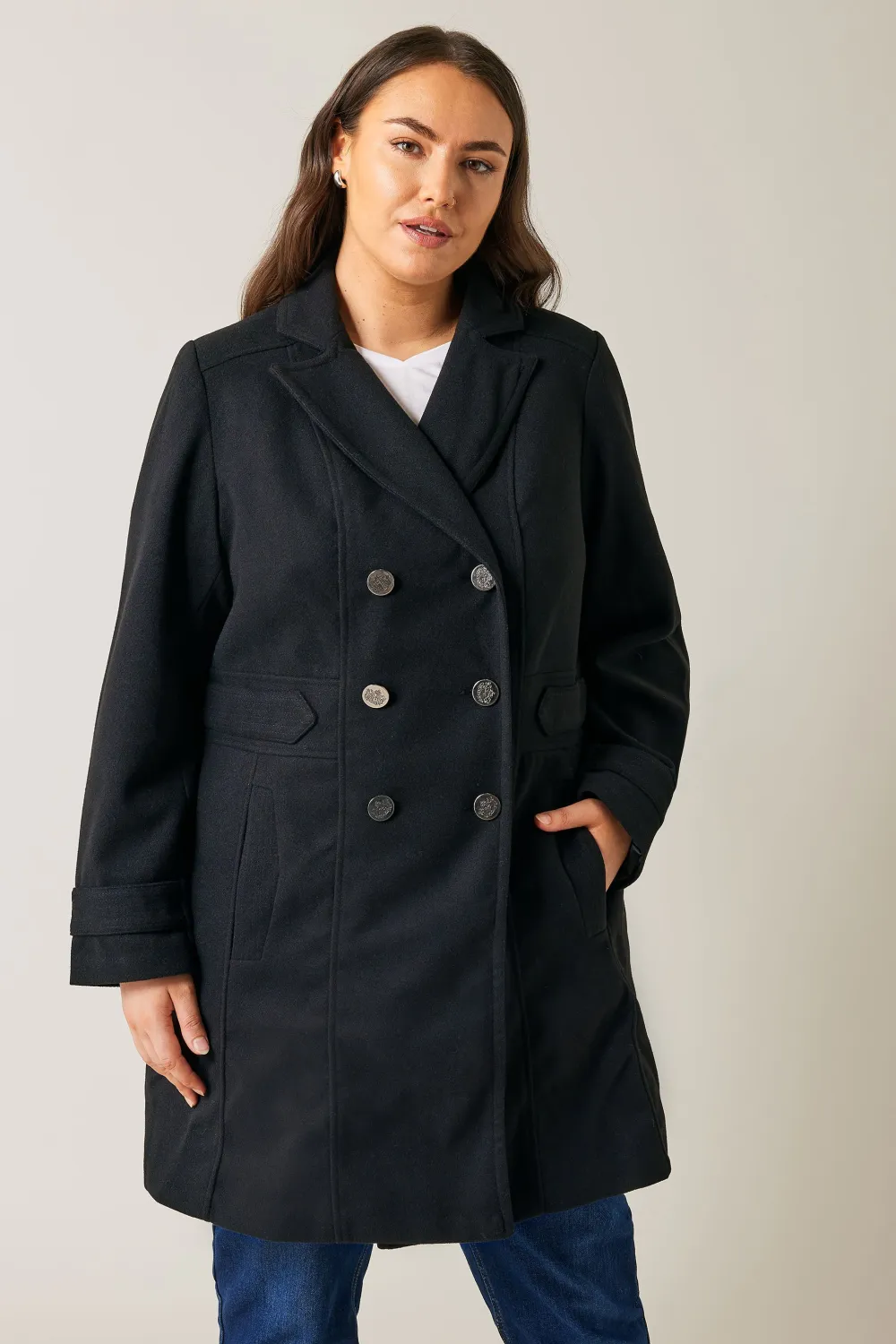 Evans Black Military Coat